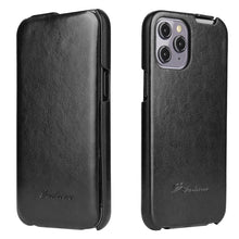 Load image into Gallery viewer, Fierre Shann Retro Oil Wax Texture Vertical Flip PU Leather Case, For iPhone 12 mini, For iPhone 12 / 12 Pro, For iPhone 12 Pro Max