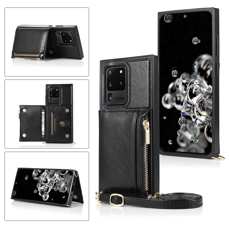 Square Zipper Wallet Bag TPU+PU Back Cover Case with Holder & Card Slots & Wallet & Cross-body Strap, For Samsung Galaxy A90 5G, For Samsung Galaxy Note9, For Samsung Galaxy Note10, For Samsung Galaxy Note10 Pro, For Samsung Galaxy S9                  ...