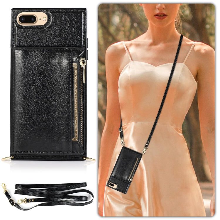 Square Zipper Wallet Bag TPU+PU Back Cover Case with Holder & Card Slots & Wallet & Cross-body Strap, For iPhone 8 Plus / 7 Plus, For iPhone 11, For iPhone 11 Pro, For iPhone 11 Pro Max, For iPhone SE 2022 / SE 2020 / 8 / 7, For iPhone XR              ...