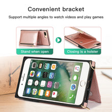 Load image into Gallery viewer, Square Zipper Wallet Bag TPU+PU Back Cover Case with Holder &amp; Card Slots &amp; Wallet &amp; Cross-body Strap, For iPhone 8 Plus / 7 Plus, For iPhone 11, For iPhone 11 Pro, For iPhone 11 Pro Max, For iPhone SE 2022 / SE 2020 / 8 / 7, For iPhone XR              ...