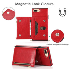 Load image into Gallery viewer, Square Zipper Wallet Bag TPU+PU Back Cover Case with Holder &amp; Card Slots &amp; Wallet &amp; Cross-body Strap, For iPhone 8 Plus / 7 Plus, For iPhone 11, For iPhone 11 Pro, For iPhone 11 Pro Max, For iPhone SE 2022 / SE 2020 / 8 / 7, For iPhone XR              ...