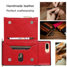 Load image into Gallery viewer, Square Zipper Wallet Bag TPU+PU Back Cover Case with Holder &amp; Card Slots &amp; Wallet &amp; Cross-body Strap, For iPhone 8 Plus / 7 Plus, For iPhone 11, For iPhone 11 Pro, For iPhone 11 Pro Max, For iPhone SE 2022 / SE 2020 / 8 / 7, For iPhone XR              ...
