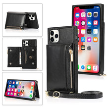 Load image into Gallery viewer, Square Zipper Wallet Bag TPU+PU Back Cover Case with Holder &amp; Card Slots &amp; Wallet &amp; Cross-body Strap, For iPhone 8 Plus / 7 Plus, For iPhone 11, For iPhone 11 Pro, For iPhone 11 Pro Max, For iPhone SE 2022 / SE 2020 / 8 / 7, For iPhone XR              ...