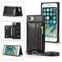 Load image into Gallery viewer, Square Zipper Wallet Bag TPU+PU Back Cover Case with Holder &amp; Card Slots &amp; Wallet &amp; Cross-body Strap, For iPhone 8 Plus / 7 Plus, For iPhone 11, For iPhone 11 Pro, For iPhone 11 Pro Max, For iPhone SE 2022 / SE 2020 / 8 / 7, For iPhone XR              ...