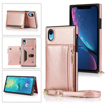 Load image into Gallery viewer, Square Zipper Wallet Bag TPU+PU Back Cover Case with Holder &amp; Card Slots &amp; Wallet &amp; Cross-body Strap, For iPhone 8 Plus / 7 Plus, For iPhone 11, For iPhone 11 Pro, For iPhone 11 Pro Max, For iPhone SE 2022 / SE 2020 / 8 / 7, For iPhone XR              ...