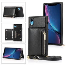 Load image into Gallery viewer, Square Zipper Wallet Bag TPU+PU Back Cover Case with Holder &amp; Card Slots &amp; Wallet &amp; Cross-body Strap, For iPhone 8 Plus / 7 Plus, For iPhone 11, For iPhone 11 Pro, For iPhone 11 Pro Max, For iPhone SE 2022 / SE 2020 / 8 / 7, For iPhone XR              ...