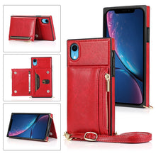 Load image into Gallery viewer, Square Zipper Wallet Bag TPU+PU Back Cover Case with Holder &amp; Card Slots &amp; Wallet &amp; Cross-body Strap, For iPhone 8 Plus / 7 Plus, For iPhone 11, For iPhone 11 Pro, For iPhone 11 Pro Max, For iPhone SE 2022 / SE 2020 / 8 / 7, For iPhone XR              ...