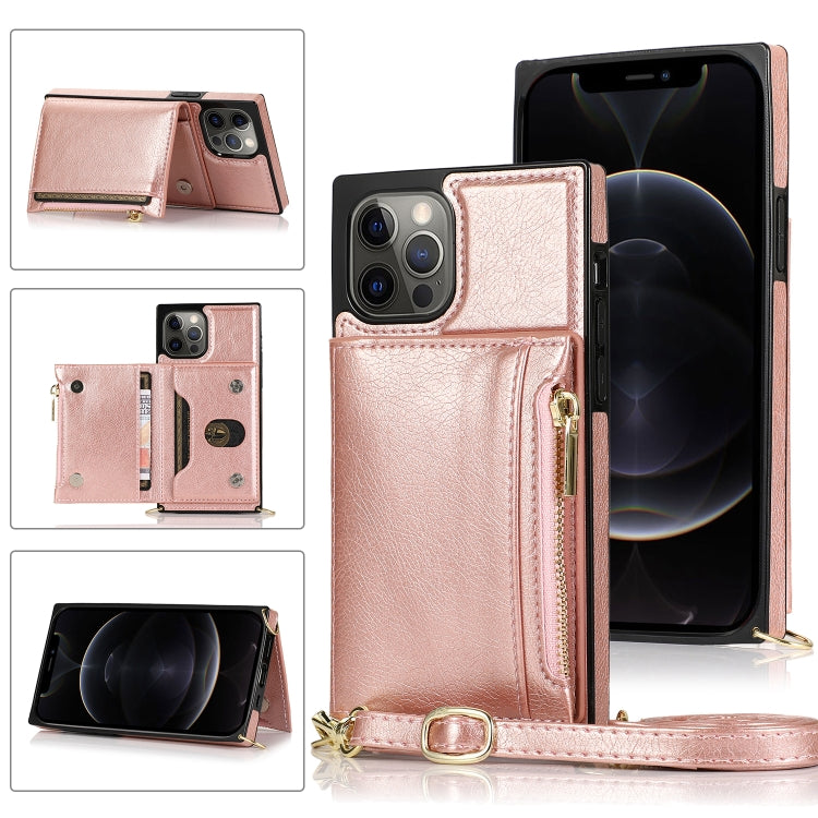 Square Zipper Wallet Bag TPU+PU Back Cover Case with Holder & Card Slots & Wallet & Cross-body Strap, For iPhone 8 Plus / 7 Plus, For iPhone 11, For iPhone 11 Pro, For iPhone 11 Pro Max, For iPhone SE 2022 / SE 2020 / 8 / 7, For iPhone XR              ...