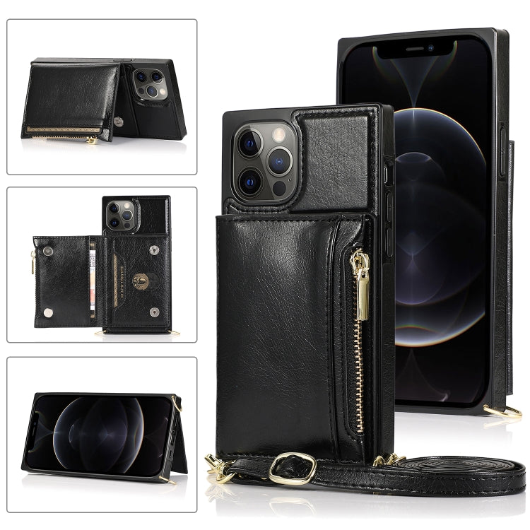 Square Zipper Wallet Bag TPU+PU Back Cover Case with Holder & Card Slots & Wallet & Cross-body Strap, For iPhone 8 Plus / 7 Plus, For iPhone 11, For iPhone 11 Pro, For iPhone 11 Pro Max, For iPhone SE 2022 / SE 2020 / 8 / 7, For iPhone XR              ...