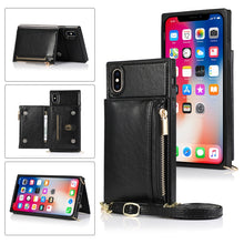 Load image into Gallery viewer, Square Zipper Wallet Bag TPU+PU Back Cover Case with Holder &amp; Card Slots &amp; Wallet &amp; Cross-body Strap, For iPhone 8 Plus / 7 Plus, For iPhone 11, For iPhone 11 Pro, For iPhone 11 Pro Max, For iPhone SE 2022 / SE 2020 / 8 / 7, For iPhone XR              ...