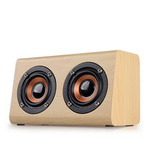 Load image into Gallery viewer, W7 Bluetooth 4.2 Wooden Double Horns Bluetooth Speaker, W7(Red Wood Texture), W7(Light Yellow Wood Texture)
