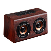 Load image into Gallery viewer, W7 Bluetooth 4.2 Wooden Double Horns Bluetooth Speaker, W7(Red Wood Texture), W7(Light Yellow Wood Texture)