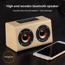 Load image into Gallery viewer, W7 Bluetooth 4.2 Wooden Double Horns Bluetooth Speaker, W7(Red Wood Texture), W7(Light Yellow Wood Texture)