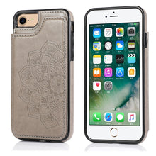 Load image into Gallery viewer, Double Buckle Mandala Pattern PU+TPU Protective Case with Card Slots &amp; Holder &amp; Photo Frame, For iPhone SE 2022 / SE 2020 / 8 / 7, For iPhone 7 Plus / 8 Plus, For iPhone X / XS, For iPhone XR, For iPhone XS Max, For iPhone 11, For iPhone 11 Pro        ...