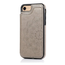 Load image into Gallery viewer, Double Buckle Mandala Pattern PU+TPU Protective Case with Card Slots &amp; Holder &amp; Photo Frame, For iPhone SE 2022 / SE 2020 / 8 / 7, For iPhone 7 Plus / 8 Plus, For iPhone X / XS, For iPhone XR, For iPhone XS Max, For iPhone 11, For iPhone 11 Pro        ...