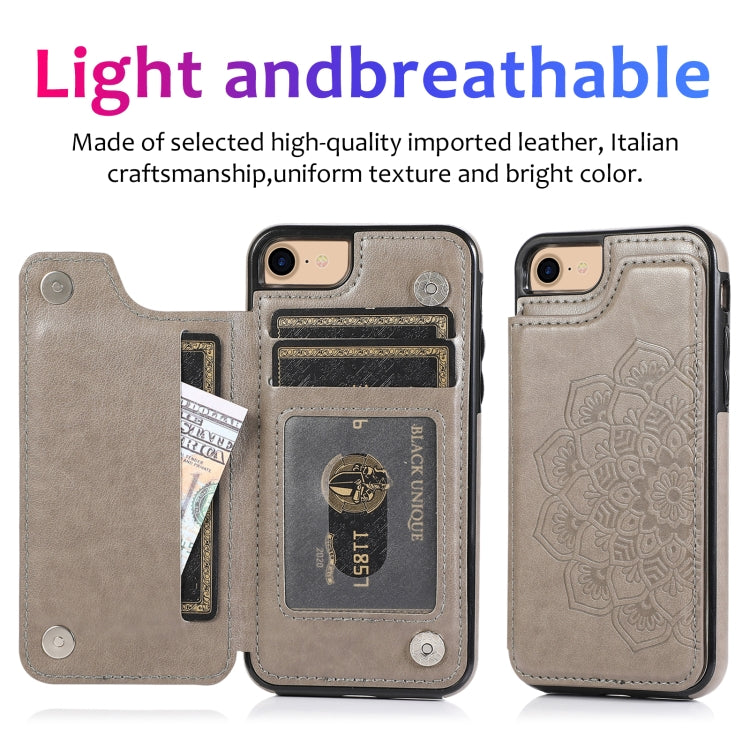 Double Buckle Mandala Pattern PU+TPU Protective Case with Card Slots & Holder & Photo Frame, For iPhone SE 2022 / SE 2020 / 8 / 7, For iPhone 7 Plus / 8 Plus, For iPhone X / XS, For iPhone XR, For iPhone XS Max, For iPhone 11, For iPhone 11 Pro        ...