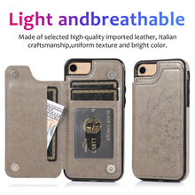 Load image into Gallery viewer, Double Buckle Mandala Pattern PU+TPU Protective Case with Card Slots &amp; Holder &amp; Photo Frame, For iPhone SE 2022 / SE 2020 / 8 / 7, For iPhone 7 Plus / 8 Plus, For iPhone X / XS, For iPhone XR, For iPhone XS Max, For iPhone 11, For iPhone 11 Pro        ...