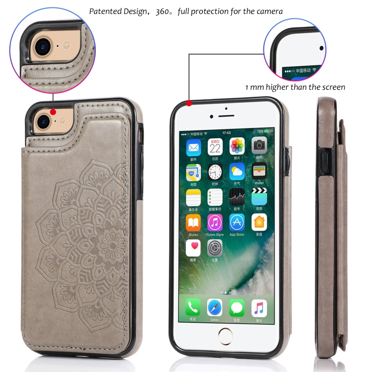Double Buckle Mandala Pattern PU+TPU Protective Case with Card Slots & Holder & Photo Frame, For iPhone SE 2022 / SE 2020 / 8 / 7, For iPhone 7 Plus / 8 Plus, For iPhone X / XS, For iPhone XR, For iPhone XS Max, For iPhone 11, For iPhone 11 Pro        ...