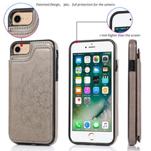Load image into Gallery viewer, Double Buckle Mandala Pattern PU+TPU Protective Case with Card Slots &amp; Holder &amp; Photo Frame, For iPhone SE 2022 / SE 2020 / 8 / 7, For iPhone 7 Plus / 8 Plus, For iPhone X / XS, For iPhone XR, For iPhone XS Max, For iPhone 11, For iPhone 11 Pro        ...