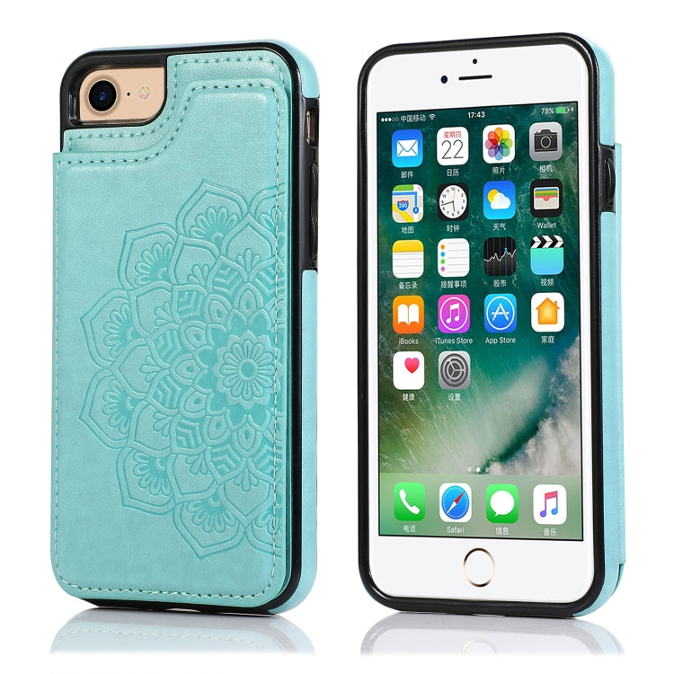 Double Buckle Mandala Pattern PU+TPU Protective Case with Card Slots & Holder & Photo Frame, For iPhone SE 2022 / SE 2020 / 8 / 7, For iPhone 7 Plus / 8 Plus, For iPhone X / XS, For iPhone XR, For iPhone XS Max, For iPhone 11, For iPhone 11 Pro        ...