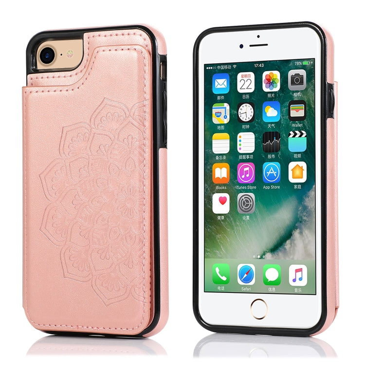 Double Buckle Mandala Pattern PU+TPU Protective Case with Card Slots & Holder & Photo Frame, For iPhone SE 2022 / SE 2020 / 8 / 7, For iPhone 7 Plus / 8 Plus, For iPhone X / XS, For iPhone XR, For iPhone XS Max, For iPhone 11, For iPhone 11 Pro        ...