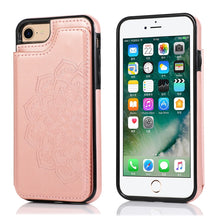 Load image into Gallery viewer, Double Buckle Mandala Pattern PU+TPU Protective Case with Card Slots &amp; Holder &amp; Photo Frame, For iPhone SE 2022 / SE 2020 / 8 / 7, For iPhone 7 Plus / 8 Plus, For iPhone X / XS, For iPhone XR, For iPhone XS Max, For iPhone 11, For iPhone 11 Pro        ...