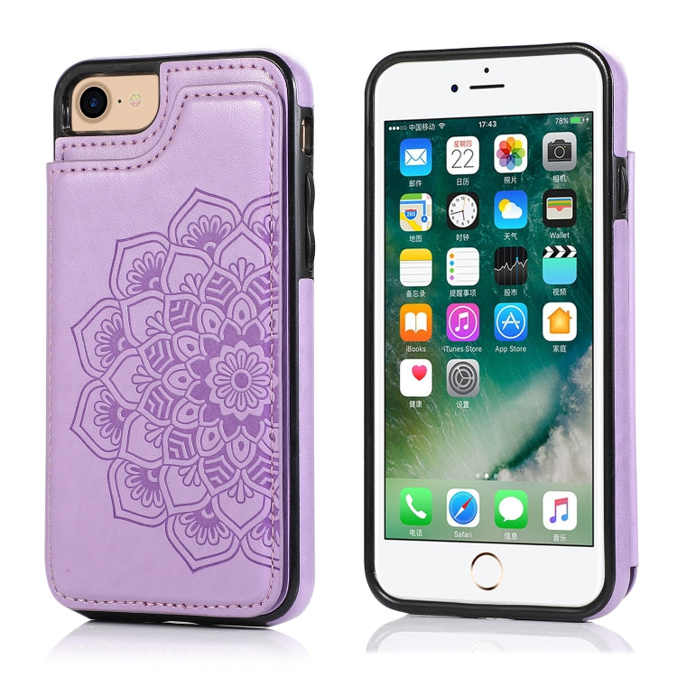 Double Buckle Mandala Pattern PU+TPU Protective Case with Card Slots & Holder & Photo Frame, For iPhone SE 2022 / SE 2020 / 8 / 7, For iPhone 7 Plus / 8 Plus, For iPhone X / XS, For iPhone XR, For iPhone XS Max, For iPhone 11, For iPhone 11 Pro        ...