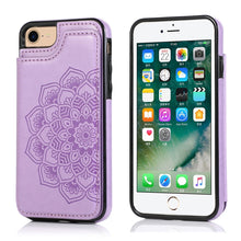 Load image into Gallery viewer, Double Buckle Mandala Pattern PU+TPU Protective Case with Card Slots &amp; Holder &amp; Photo Frame, For iPhone SE 2022 / SE 2020 / 8 / 7, For iPhone 7 Plus / 8 Plus, For iPhone X / XS, For iPhone XR, For iPhone XS Max, For iPhone 11, For iPhone 11 Pro        ...