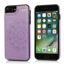 Load image into Gallery viewer, Double Buckle Mandala Pattern PU+TPU Protective Case with Card Slots &amp; Holder &amp; Photo Frame, For iPhone SE 2022 / SE 2020 / 8 / 7, For iPhone 7 Plus / 8 Plus, For iPhone X / XS, For iPhone XR, For iPhone XS Max, For iPhone 11, For iPhone 11 Pro        ...