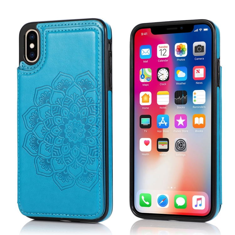Double Buckle Mandala Pattern PU+TPU Protective Case with Card Slots & Holder & Photo Frame, For iPhone SE 2022 / SE 2020 / 8 / 7, For iPhone 7 Plus / 8 Plus, For iPhone X / XS, For iPhone XR, For iPhone XS Max, For iPhone 11, For iPhone 11 Pro        ...