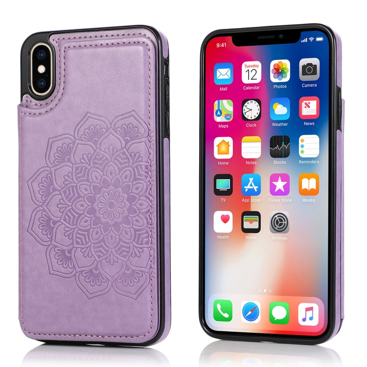 Double Buckle Mandala Pattern PU+TPU Protective Case with Card Slots & Holder & Photo Frame, For iPhone SE 2022 / SE 2020 / 8 / 7, For iPhone 7 Plus / 8 Plus, For iPhone X / XS, For iPhone XR, For iPhone XS Max, For iPhone 11, For iPhone 11 Pro        ...