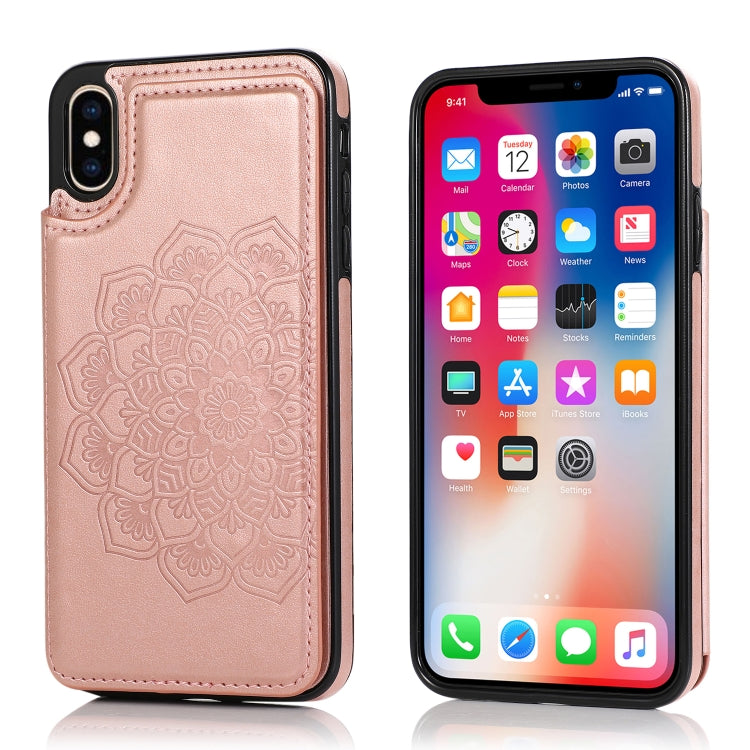 Double Buckle Mandala Pattern PU+TPU Protective Case with Card Slots & Holder & Photo Frame, For iPhone SE 2022 / SE 2020 / 8 / 7, For iPhone 7 Plus / 8 Plus, For iPhone X / XS, For iPhone XR, For iPhone XS Max, For iPhone 11, For iPhone 11 Pro        ...