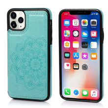 Load image into Gallery viewer, Double Buckle Mandala Pattern PU+TPU Protective Case with Card Slots &amp; Holder &amp; Photo Frame, For iPhone SE 2022 / SE 2020 / 8 / 7, For iPhone 7 Plus / 8 Plus, For iPhone X / XS, For iPhone XR, For iPhone XS Max, For iPhone 11, For iPhone 11 Pro        ...