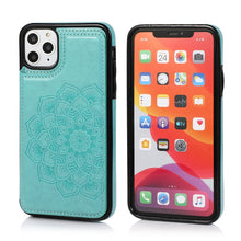 Load image into Gallery viewer, Double Buckle Mandala Pattern PU+TPU Protective Case with Card Slots &amp; Holder &amp; Photo Frame, For iPhone SE 2022 / SE 2020 / 8 / 7, For iPhone 7 Plus / 8 Plus, For iPhone X / XS, For iPhone XR, For iPhone XS Max, For iPhone 11, For iPhone 11 Pro        ...