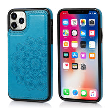 Load image into Gallery viewer, Double Buckle Mandala Pattern PU+TPU Protective Case with Card Slots &amp; Holder &amp; Photo Frame, For iPhone SE 2022 / SE 2020 / 8 / 7, For iPhone 7 Plus / 8 Plus, For iPhone X / XS, For iPhone XR, For iPhone XS Max, For iPhone 11, For iPhone 11 Pro        ...