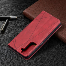 Load image into Gallery viewer, Rhombus Texture Horizontal Flip Magnetic Leather Case with Holder &amp; Card Slots, For Samsung Galaxy S21 5G, For Samsung Galaxy S21+ 5G, For Samsung Galaxy S21 Ultra 5G