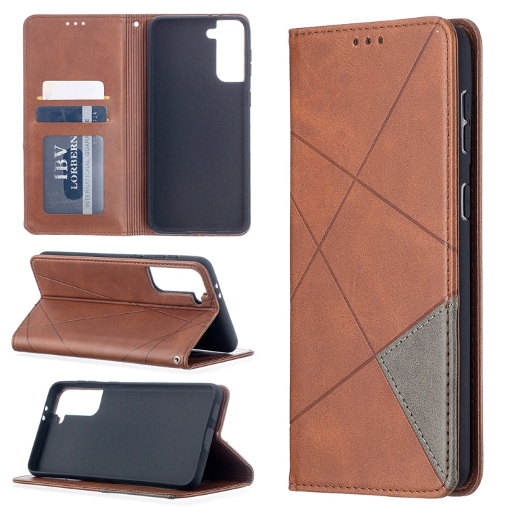 Rhombus Texture Horizontal Flip Magnetic Leather Case with Holder & Card Slots, For Samsung Galaxy S21 5G, For Samsung Galaxy S21+ 5G, For Samsung Galaxy S21 Ultra 5G