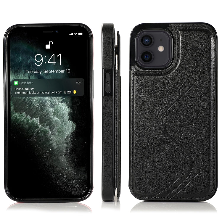 Butterflies Flowers Double Buckle PU + TPU Protective Case with Holder & Card Slots & Photo Frame, For iPhone 12 mini, For iPhone 12 / 12 Pro, For iPhone 12 Pro Max