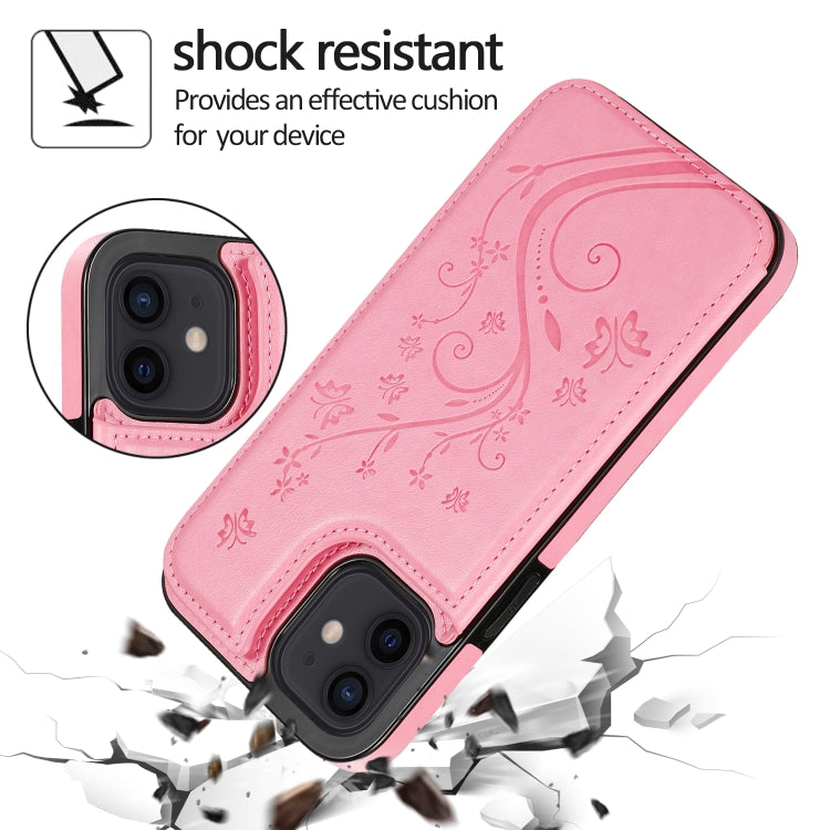 Butterflies Flowers Double Buckle PU + TPU Protective Case with Holder & Card Slots & Photo Frame, For iPhone 12 mini, For iPhone 12 / 12 Pro, For iPhone 12 Pro Max