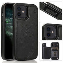 Load image into Gallery viewer, Butterflies Flowers Double Buckle PU + TPU Protective Case with Holder &amp; Card Slots &amp; Photo Frame, For iPhone 12 mini, For iPhone 12 / 12 Pro, For iPhone 12 Pro Max
