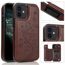 Load image into Gallery viewer, Butterflies Flowers Double Buckle PU + TPU Protective Case with Holder &amp; Card Slots &amp; Photo Frame, For iPhone 12 mini, For iPhone 12 / 12 Pro, For iPhone 12 Pro Max