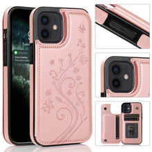 Load image into Gallery viewer, Butterflies Flowers Double Buckle PU + TPU Protective Case with Holder &amp; Card Slots &amp; Photo Frame, For iPhone 12 mini, For iPhone 12 / 12 Pro, For iPhone 12 Pro Max