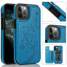 Load image into Gallery viewer, Butterflies Flowers Double Buckle PU + TPU Protective Case with Holder &amp; Card Slots &amp; Photo Frame, For iPhone 12 mini, For iPhone 12 / 12 Pro, For iPhone 12 Pro Max