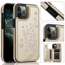 Load image into Gallery viewer, Butterflies Flowers Double Buckle PU + TPU Protective Case with Holder &amp; Card Slots &amp; Photo Frame, For iPhone 12 mini, For iPhone 12 / 12 Pro, For iPhone 12 Pro Max