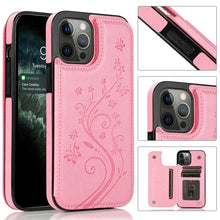 Load image into Gallery viewer, Butterflies Flowers Double Buckle PU + TPU Protective Case with Holder &amp; Card Slots &amp; Photo Frame, For iPhone 12 mini, For iPhone 12 / 12 Pro, For iPhone 12 Pro Max