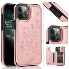 Load image into Gallery viewer, Butterflies Flowers Double Buckle PU + TPU Protective Case with Holder &amp; Card Slots &amp; Photo Frame, For iPhone 12 mini, For iPhone 12 / 12 Pro, For iPhone 12 Pro Max