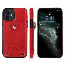 Load image into Gallery viewer, Shockproof PU Leather + TPU Protective Case with Card Slot &amp; Lanyard, For iPhone 12 mini, For iPhone 12 / 12 Pro, For iPhone 12 Pro Max