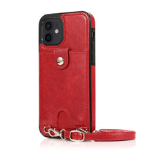 Load image into Gallery viewer, Shockproof PU Leather + TPU Protective Case with Card Slot &amp; Lanyard, For iPhone 12 mini, For iPhone 12 / 12 Pro, For iPhone 12 Pro Max