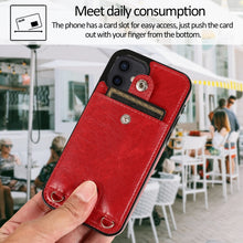 Load image into Gallery viewer, Shockproof PU Leather + TPU Protective Case with Card Slot &amp; Lanyard, For iPhone 12 mini, For iPhone 12 / 12 Pro, For iPhone 12 Pro Max