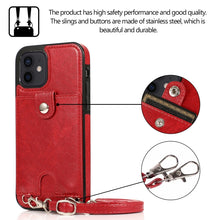 Load image into Gallery viewer, Shockproof PU Leather + TPU Protective Case with Card Slot &amp; Lanyard, For iPhone 12 mini, For iPhone 12 / 12 Pro, For iPhone 12 Pro Max